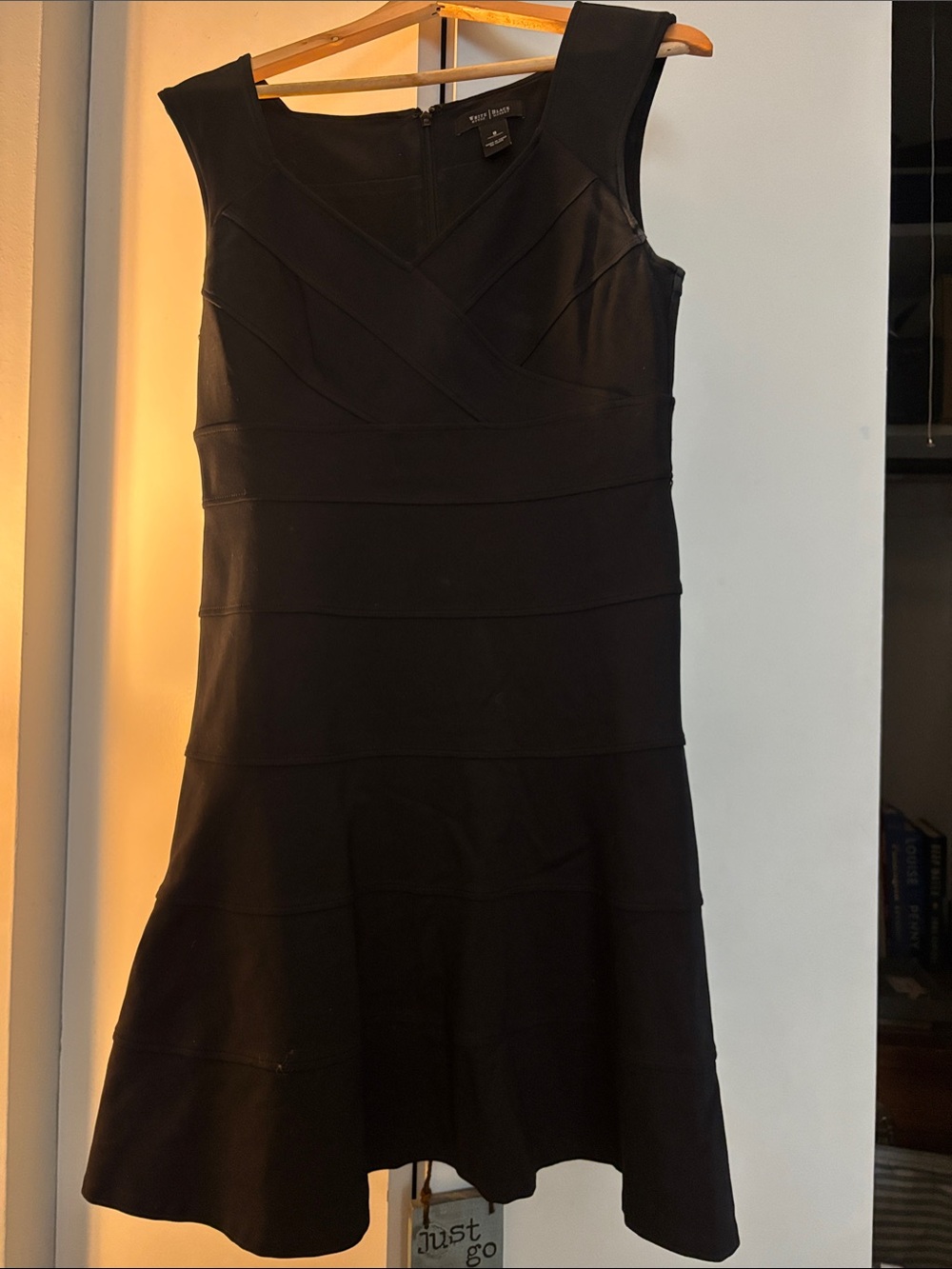 White House Black Market Black Sleeveless Flared Panel Dress
